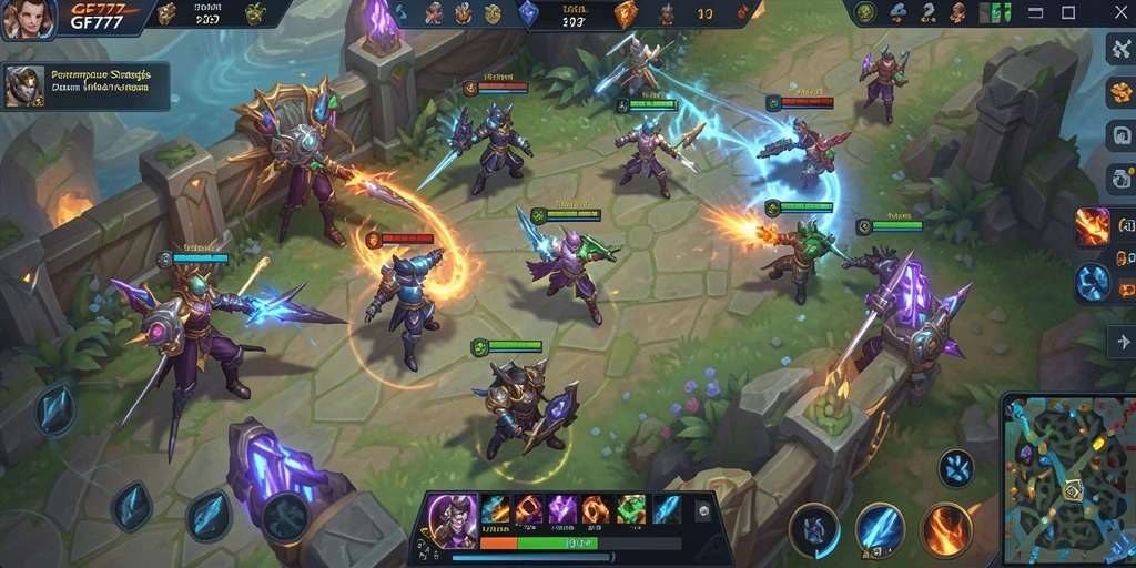 Tangkapan layar menampilkan pertempuran seru dalam gameplay MOBA.