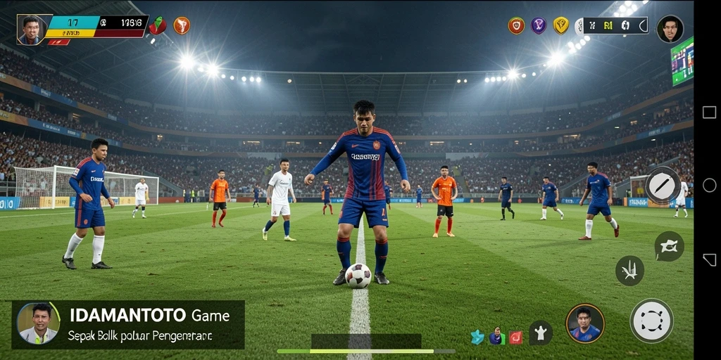 Tampilan gameplay menakjubkan dari IDAMANTOTO dengan aksi sepak bola seru.