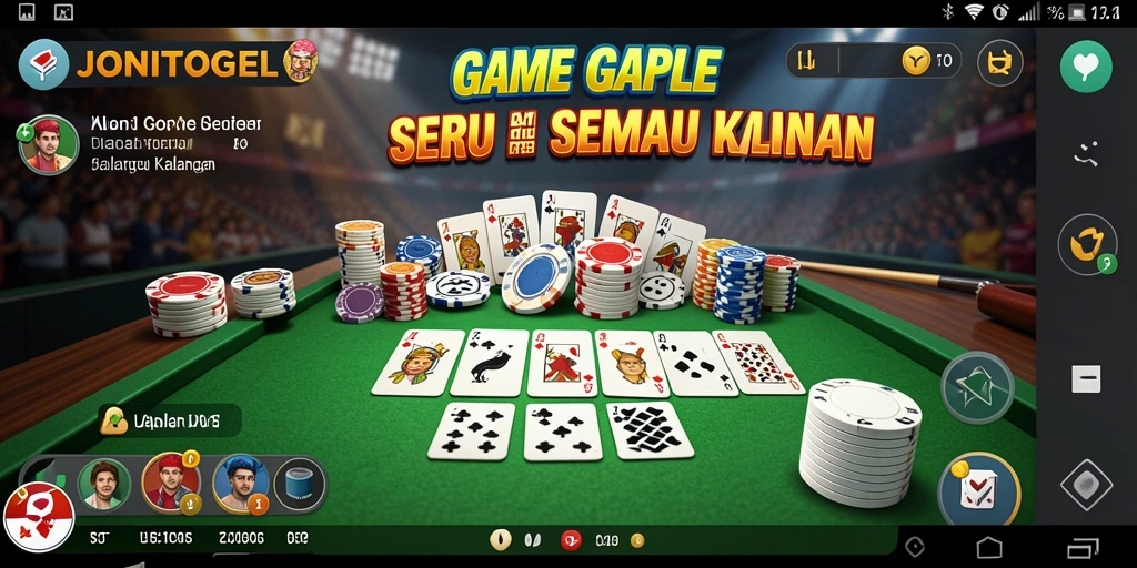 Tampilan gameplay seru dalam JONITOGEL dengan kartu Gaple yang menantang.