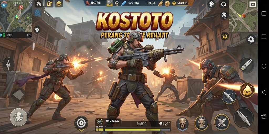 Tampilan gameplay mendebarkan dari KOSTOTO dengan aksi Battle Royale.