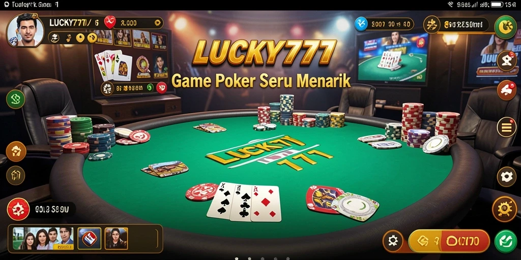 Tampilan gameplay menegangkan dalam aplikasi Poker LUCKY777.