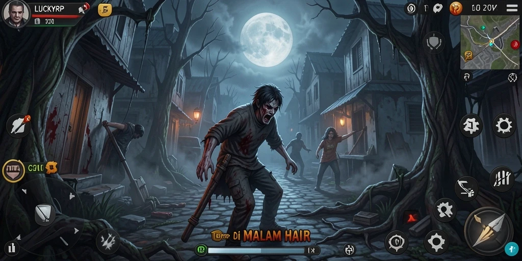 Gameplay LUCKYRP yang menampilkan suasana mencekam dan penuh ketegangan.
