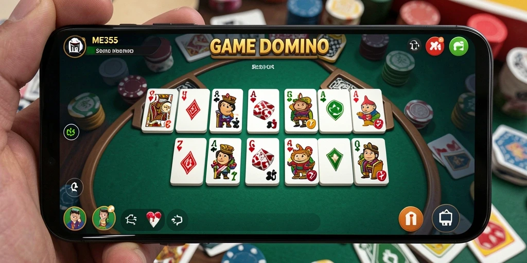 Screenshot gameplay ME355 yang menampilkan pengalaman bermain domino.
