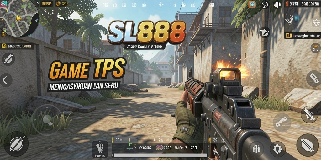 Screenshot gameplay SL888 menampilkan pertarungan seru di medan perang TPS.