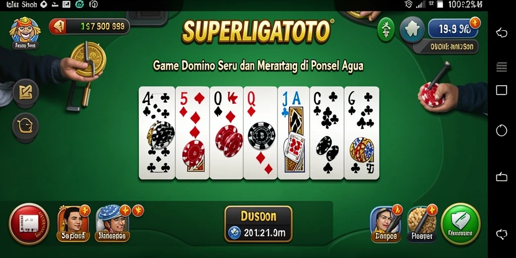 Tampilan gameplay SUPERLIGATOTO dengan suasana permainan Domino yang seru.