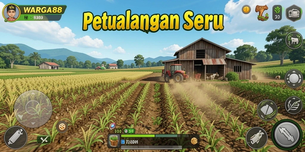 Screenshot WARGA88 menampilkan petualangan bertani yang seru dan interaktif.
