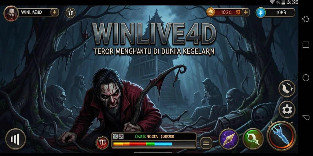 Tampilan gameplay menegangkan dari WINLIVE4D di dunia kegelapan.